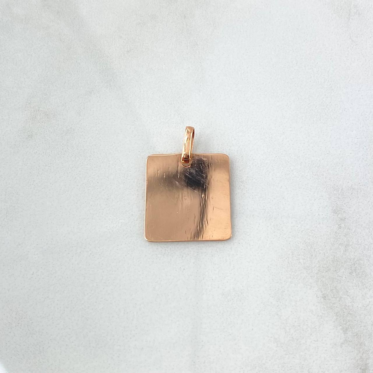 Dije Placa Cuadrado Liso 1.1gr / 2cm / 1.3mm - 1.4mm Oro Rosa © (Oferta)