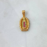 Dije Virgen Guadalupe Marco 3.9gr / 3cm / Silueta Circones Blancos Verdes Fucsia Oro Amarillo 18K