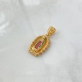 Dije Virgen Guadalupe Marco 3.9gr / 3cm / Silueta Circones Blancos Verdes Fucsia Oro Amarillo 18K