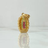Dije Virgen Guadalupe Marco 3.9gr / 3cm / Silueta Circones Blancos Verdes Fucsia Oro Amarillo 18K