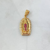 Dije Virgen de Guadalupe 5.5gr / 3.6cm / Silueta Circones Blancos Verdes Fucsia Oro Amarillo 18K