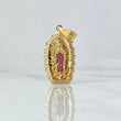 Dije Virgen de Guadalupe 5.5gr / 3.6cm / Silueta Circones Blancos Verdes Fucsia Oro Amarillo 18K