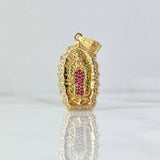 Dije Virgen de Guadalupe 5.5gr / 3.6cm / Silueta Circones Blancos Verdes Fucsia Oro Amarillo 18K