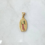 Dije Virgen Guadalupe Silueta 3.95gr / 3.3cm / Circones Blancos Verdes Fucsia Oro Amarillo 18K