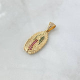 Dije Virgen Guadalupe Silueta 3.95gr / 3.3cm / Circones Blancos Verdes Fucsia Oro Amarillo 18K