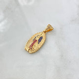Dije Virgen Guadalupe Silueta 4gr / 3.3cm / Circones Blancos Azul Rey Fucsias Oro Amarillo 18K