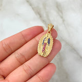 Dije Virgen Guadalupe Silueta 4gr / 3.3cm / Circones Blancos Azul Rey Fucsias Oro Amarillo 18K
