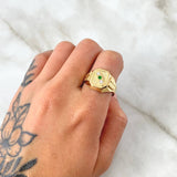 Anillo Sello Trinity 4.5gr / T10 1/4 / Circones Blancos Verde Oro Amarillo 18K