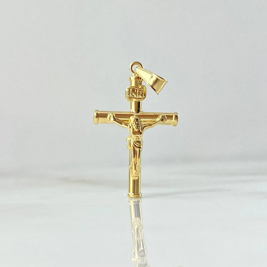 Dije Cristo Cruz 1.3gr / 3.6cm / Baston Liso Oro Amarillo 18K