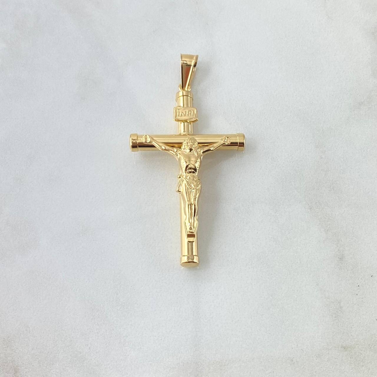 Dije Cristo Cruz 3.15gr / 5.6cm / Baston Liso Oro Amarillo 18K