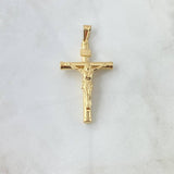 Dije Cristo Cruz 3.15gr / 5.6cm / Baston Liso Oro Amarillo 18K
