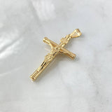 Dije Cristo Cruz 3.15gr / 5.6cm / Baston Liso Oro Amarillo 18K