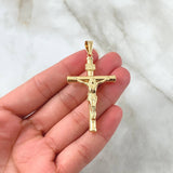 Dije Cristo Cruz 3.15gr / 5.6cm / Baston Liso Oro Amarillo 18K