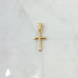 Dije Cruz Puntas Planas 0.5gr / 2.6cm / Lisa Cargador Bordeado Oro Amarillo 18K