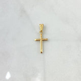 Dije Cruz Puntas Planas 0.5gr / 2.6cm / Lisa Cargador Bordeado Oro Amarillo 18K