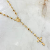 Rosario Virgen Milagrosa 16.5gr / 62.5cm / 5mm-6mm Bolas Diamantadas Cruz Cristo En Punta Oro Amarillo 18K ©