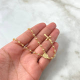 Rosario Virgen Milagrosa 6.7gr / 50cm / 3mm-4mm Bolas Diamantadas Cruz Cristo Floreada Oro Amarillo 18K ©