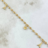 Tobillera GC Calabrote 3.65gr / 25.5cm / "Hojas-Torre Eiffel-Corazón Bordeado" Oro Amarillo 18K