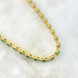 Cadena Halo Tupido 47.7gr / 40cm / Ovalada Circones Blancos Verdes Oro Amarillo Nac.Esp. 18K ©