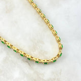 Cadena Halo Tupido 47.7gr / 40cm / Ovalada Circones Blancos Verdes Oro Amarillo Nac.Esp. 18K ©