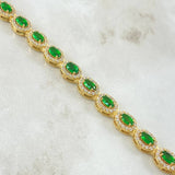 Cadena Halo Tupido 47.7gr / 40cm / Ovalada Circones Blancos Verdes Oro Amarillo Nac.Esp. 18K ©