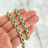 Cadena Halo Tupido 47.7gr / 40cm / Ovalada Circones Blancos Verdes Oro Amarillo Nac.Esp. 18K ©