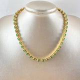 Cadena Halo Tupido 47.7gr / 40cm / Ovalada Circones Blancos Verdes Oro Amarillo Nac.Esp. 18K ©
