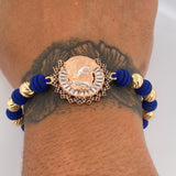 Pulsera Azul Rostro Cristo 8.55gr / Oro 18K &