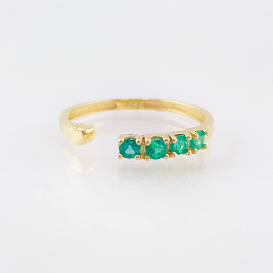 Anillo Abrazo Tretacorazon Esmeraldas 20pts 1.3gr / T6 / Oro Amarillo 18K *