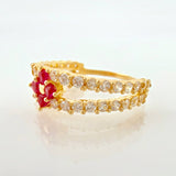 Anillo Doble Carril Flor 2.4gr / T7 / Oro Amarillo 18K