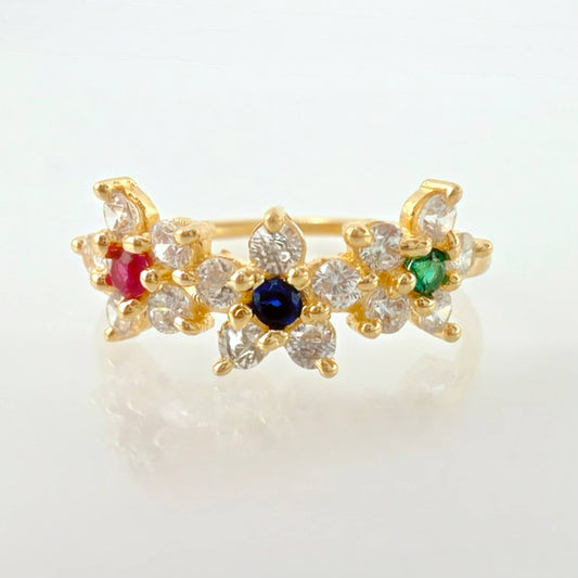 Anillo Trio Flor 2.1gr / T5 3/4 / Oro Amarillo 18K