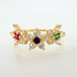 Anillo Trio Flor 1.95gr / T7 / Oro Amarillo 18K ©