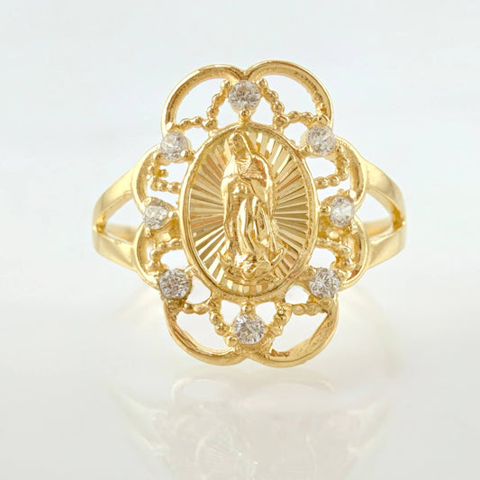 Anillo Virgen Guadalupe Bardera 2.35gr / T8 / Oro Amarillo 18K