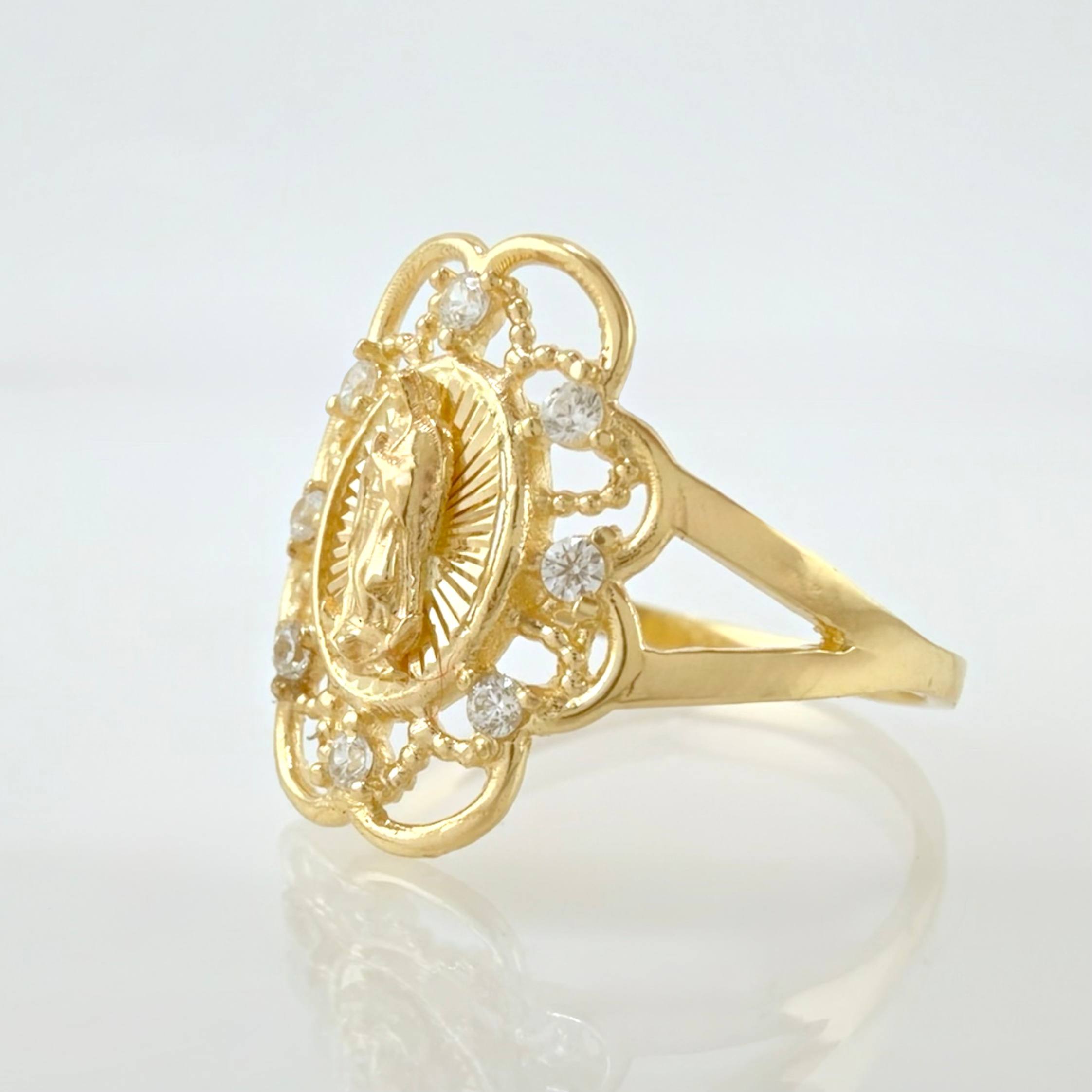 Anillo Virgen Guadalupe Bardera 2.35gr / T8 / Oro Amarillo 18K