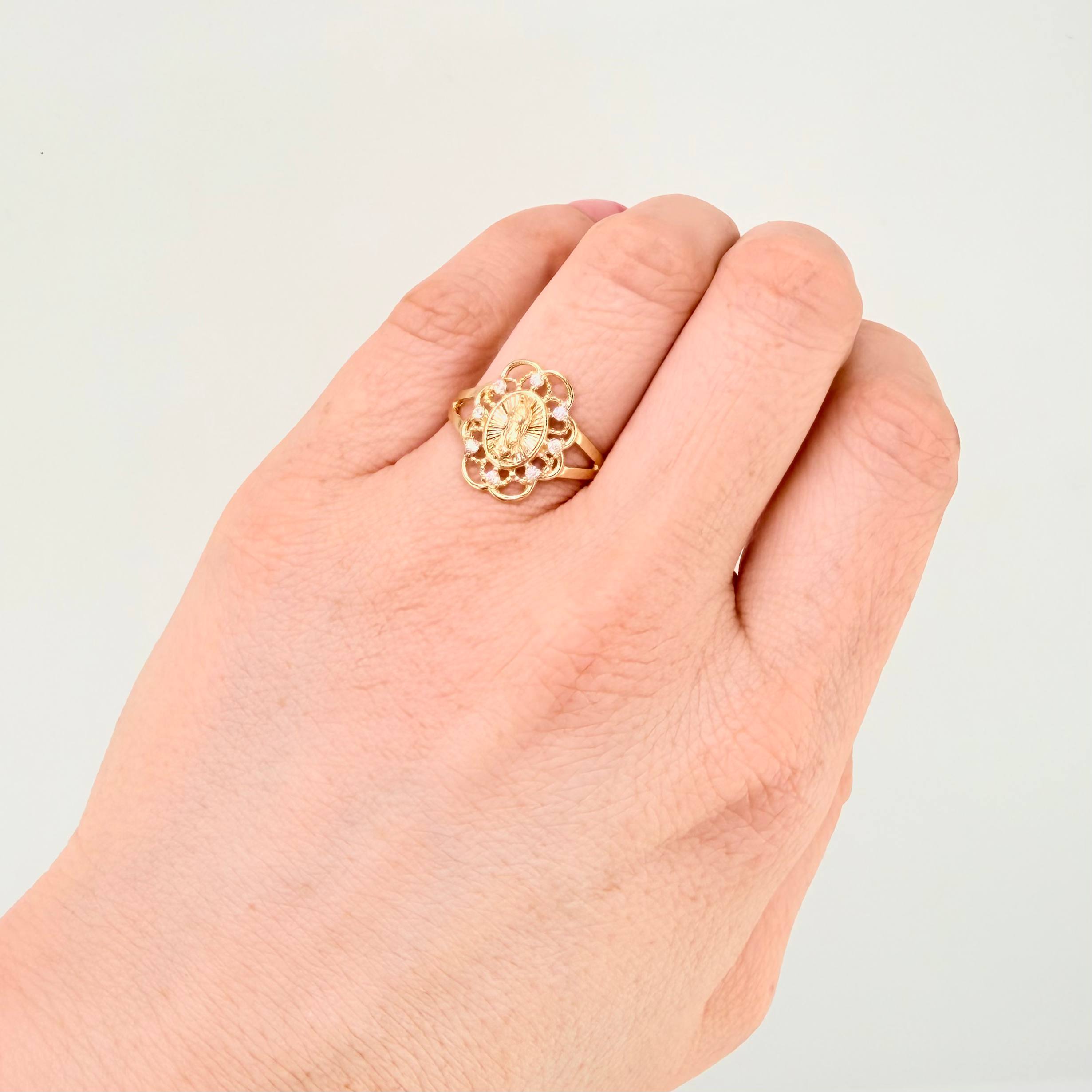 Anillo Virgen Guadalupe Bardera 2.35gr / T8 / Oro Amarillo 18K