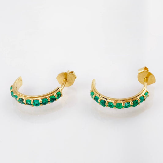 Topos Media Luna Esmeraldas 70pts 2.35gr / 1.6cm / Oro Amarillo 18K *