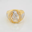 Anillo Herradura de Caballo 8.6g / T9 3/4 Dos Oros Amarillo Blanco 18K