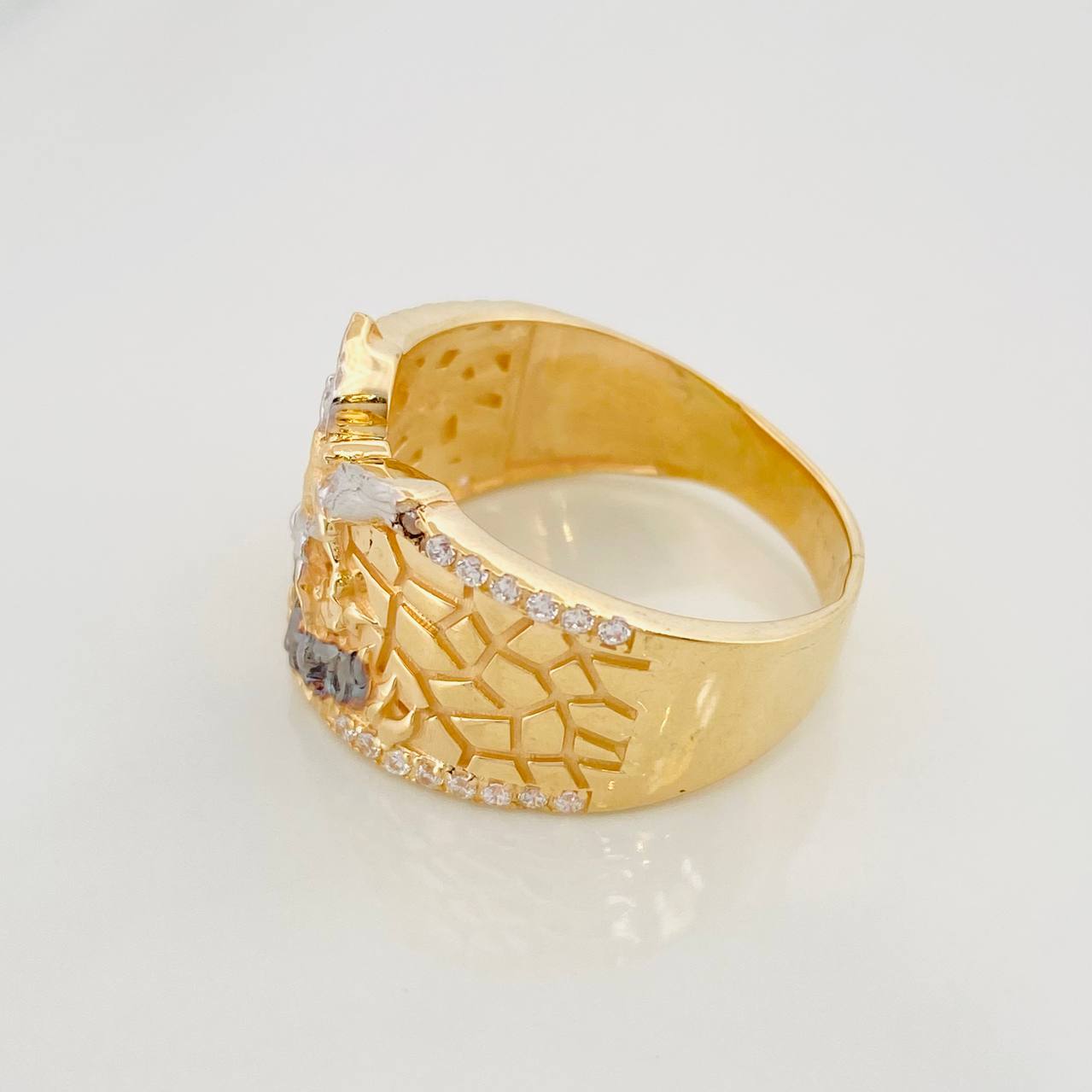Anillo San Miguel 7.85g / T11 Tres Oros Amarillo Blanco Negro 18K