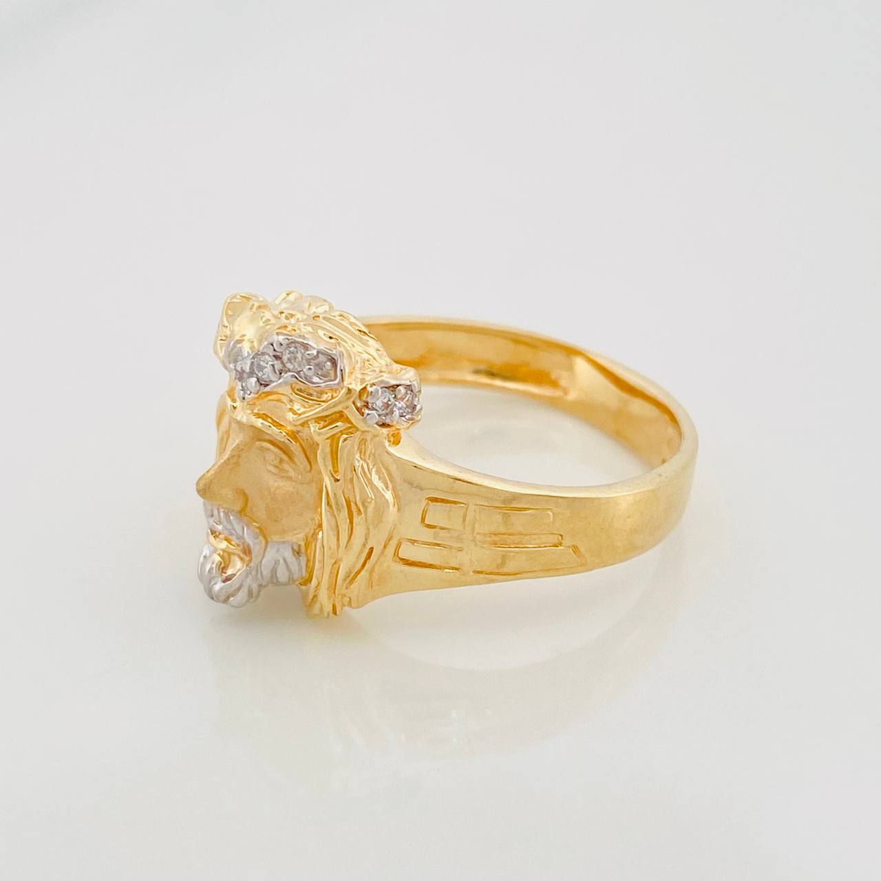 Anillo Rostro Cristo 7g / T9 3/4 Dos Oros Amarillo Blanco 18K