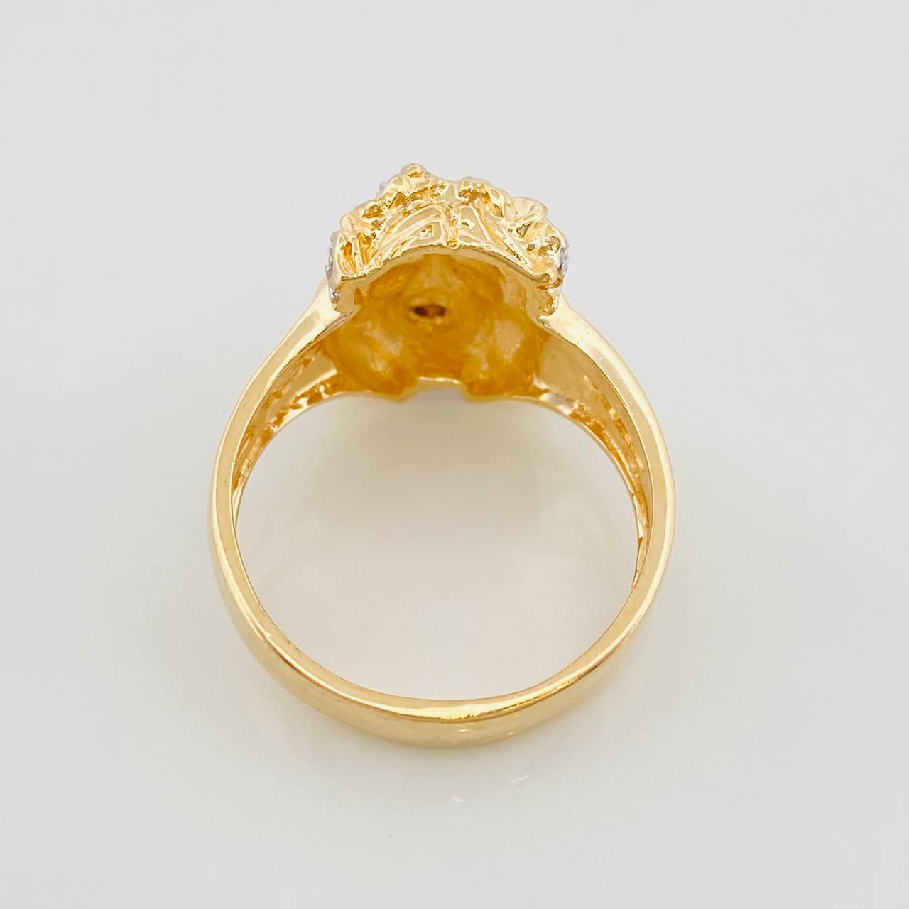 Anillo Rostro Cristo 7g / T9 3/4 Dos Oros Amarillo Blanco 18K