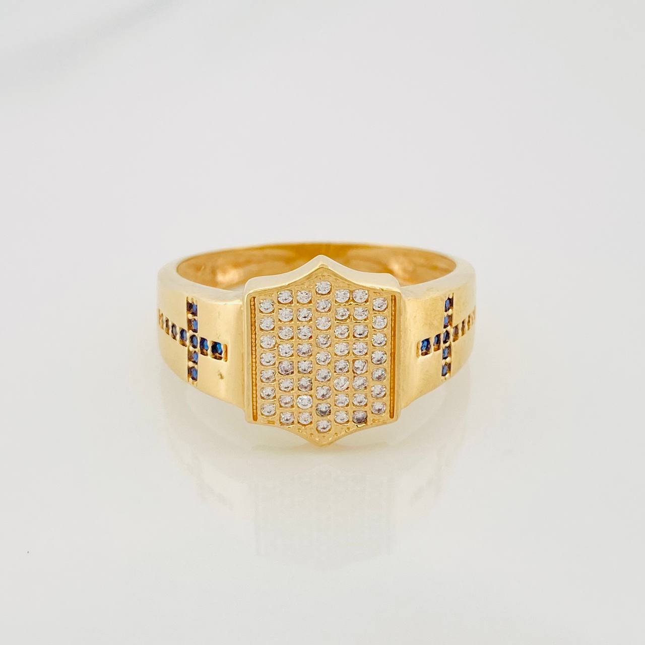 Anillo Escudo Cruz 4.35g / T10 1/4 Oro Amarillo 18K