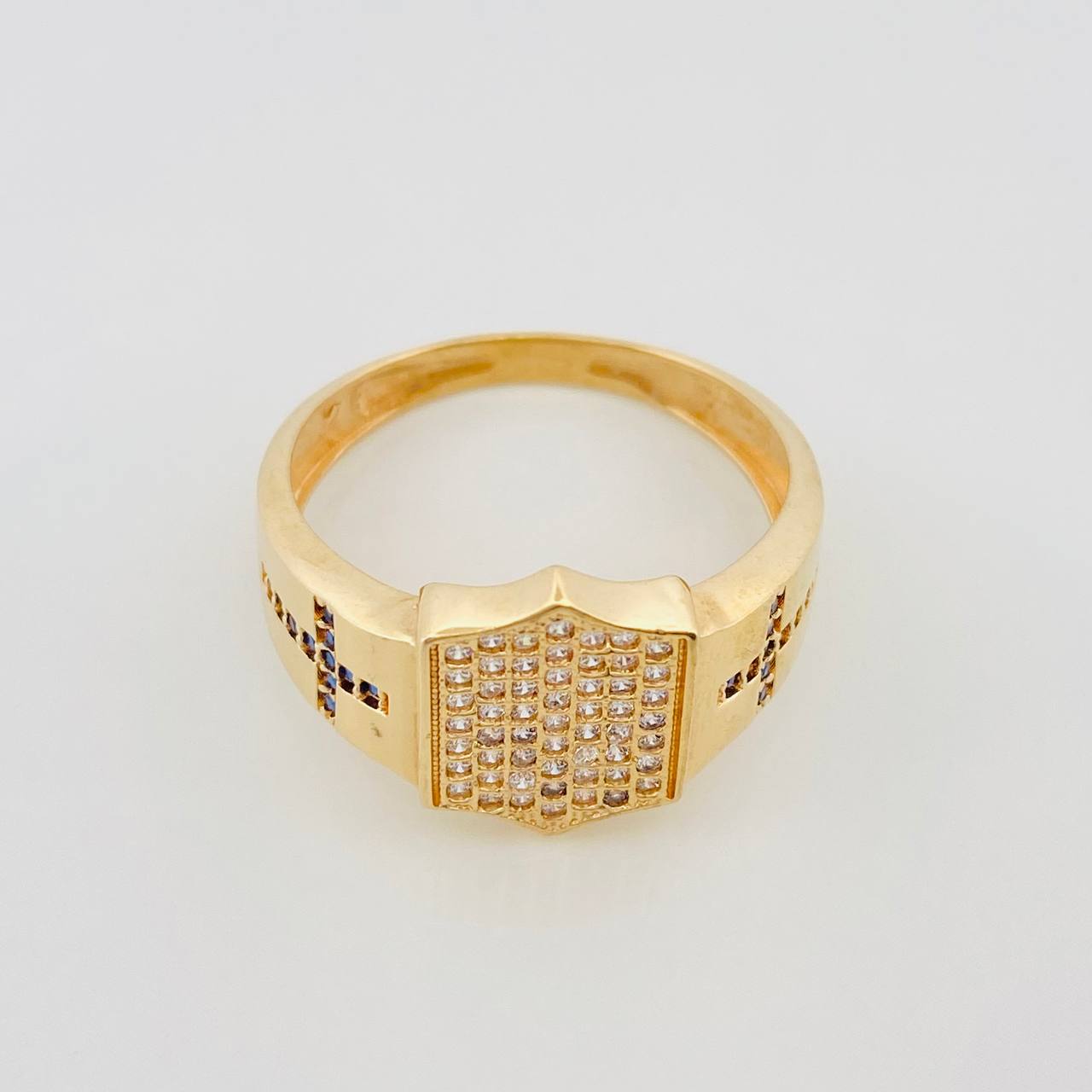 Anillo Escudo Cruz 4.35g / T10 1/4 Oro Amarillo 18K