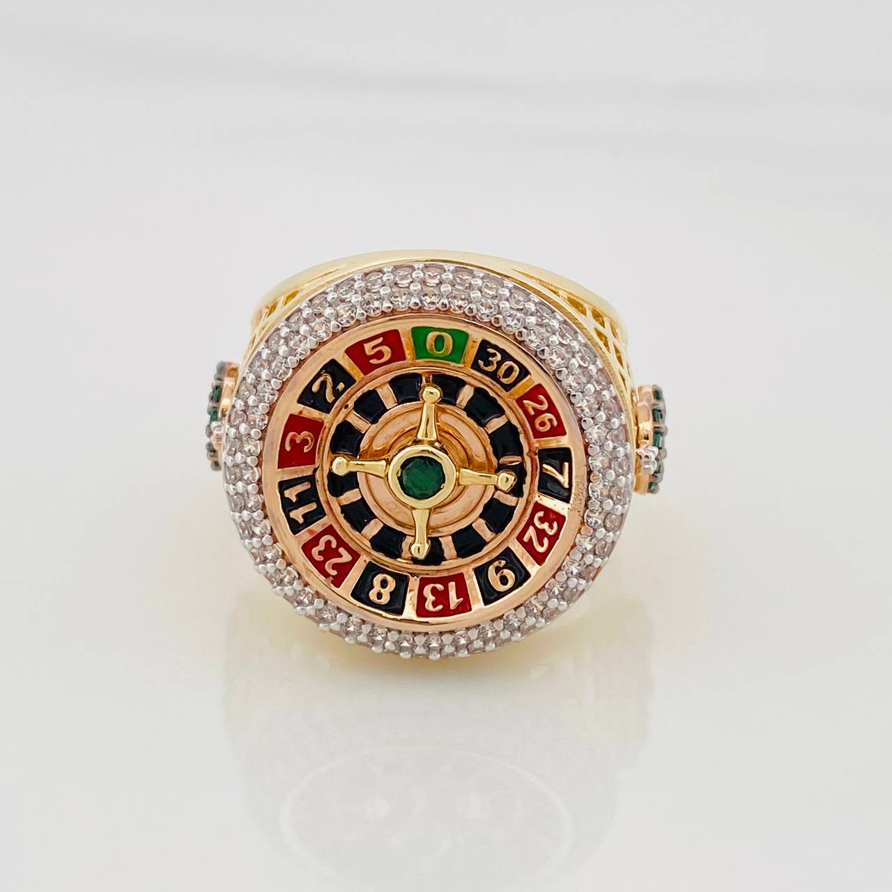 Anillo Ruleta Casino 13.35g / T10 Dos Oros Amarillo Blanco 18K