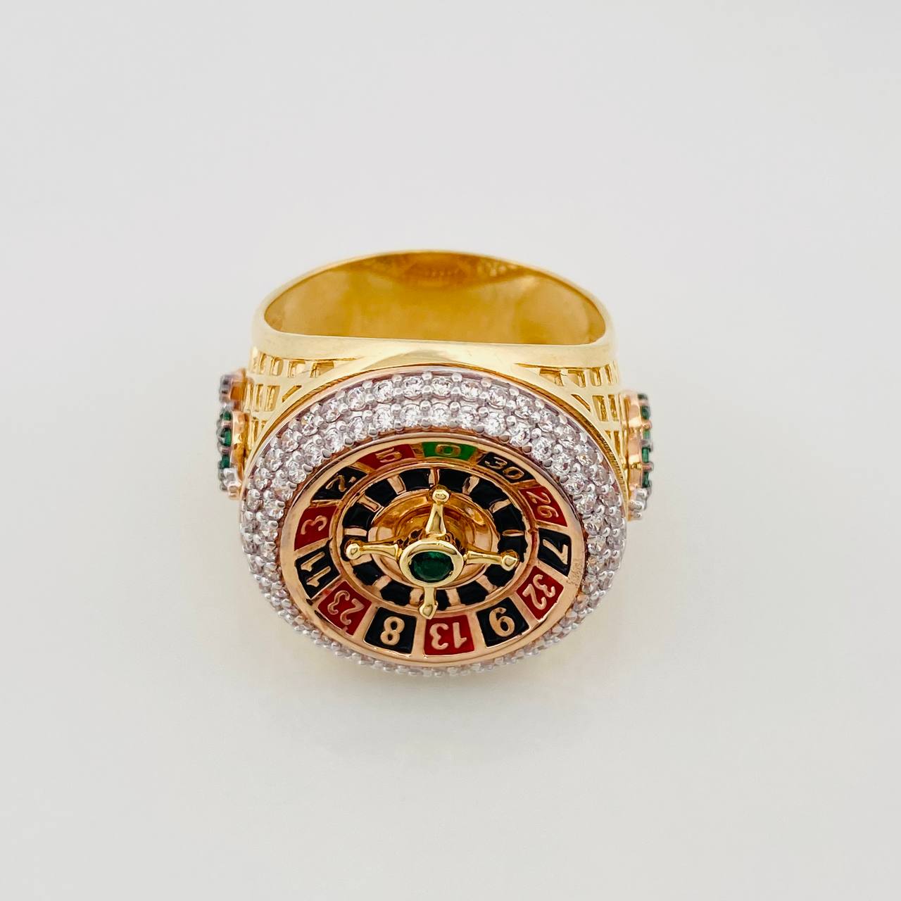 Anillo Ruleta Casino 14.25g / T10 1/2 Dos Oros Amarillo Blanco 18K