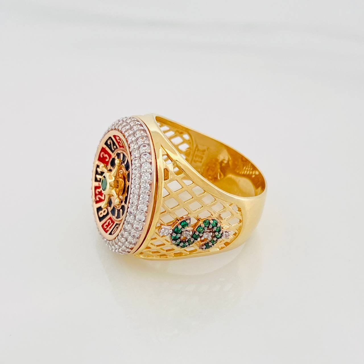Anillo Ruleta Casino 14.25g / T10 1/2 Dos Oros Amarillo Blanco 18K