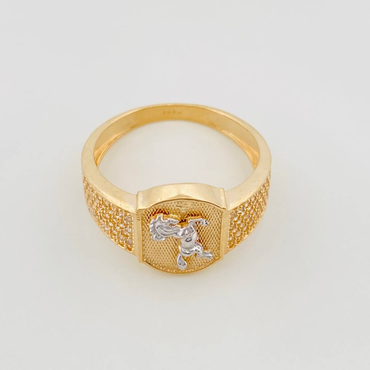 Anillo Caballo 6.1g / T10 3/4 Dos Oros Amarillo Blanco 18K