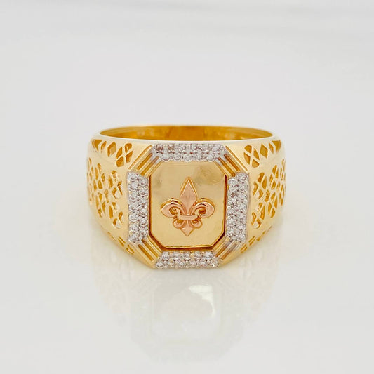 Anillo Flor de Lis 6.9g / T10 1/4 Dos Oros Amarillo Rosa 18K