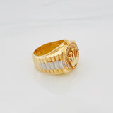Anillo Corona 13.55g / T9 3/4 Dos Oros Amarillo Blanco 18K