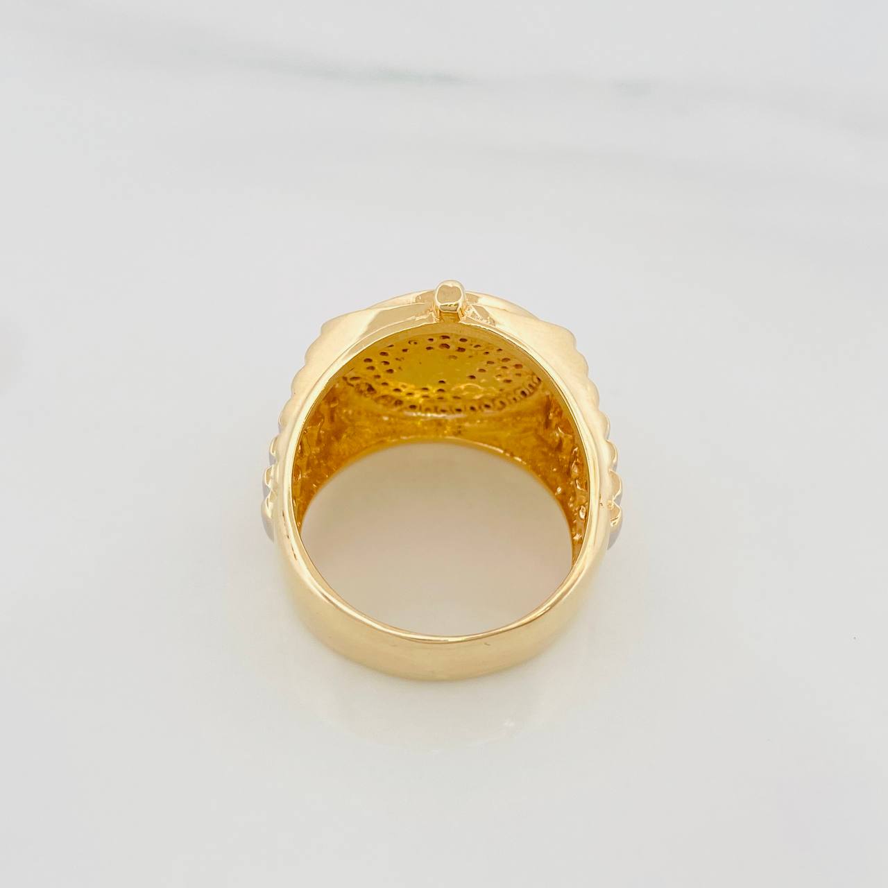 Anillo Corona 7g / T7 1/4 Dos Oros Amarillo Blanco 18K