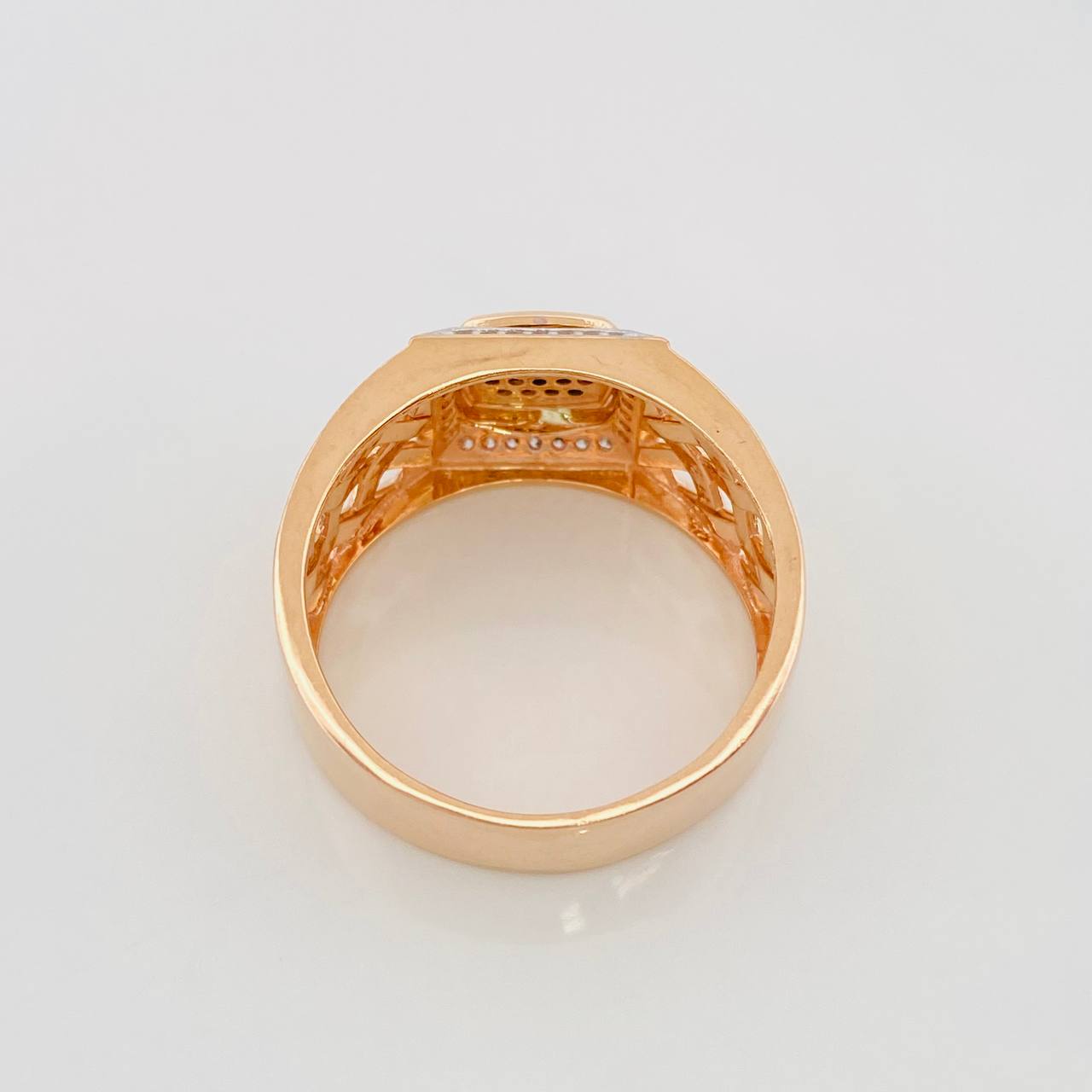 Anillo Sello 8.65g / T11 Dos Oros Blanco Rosa 18K